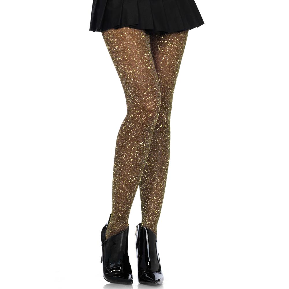 Leg Avenue - Lurex Sheer Collants - Noir/Couleur or
